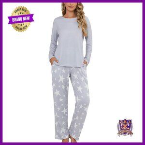 Women's Long Sleeve Pajama Set with Pockets Soft Lounge Wear